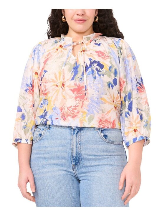 Vince Camuto Tops - NWT Vince Camuto Long Sleeve Peasant Top Blouse 92225B027 White Multi 1X